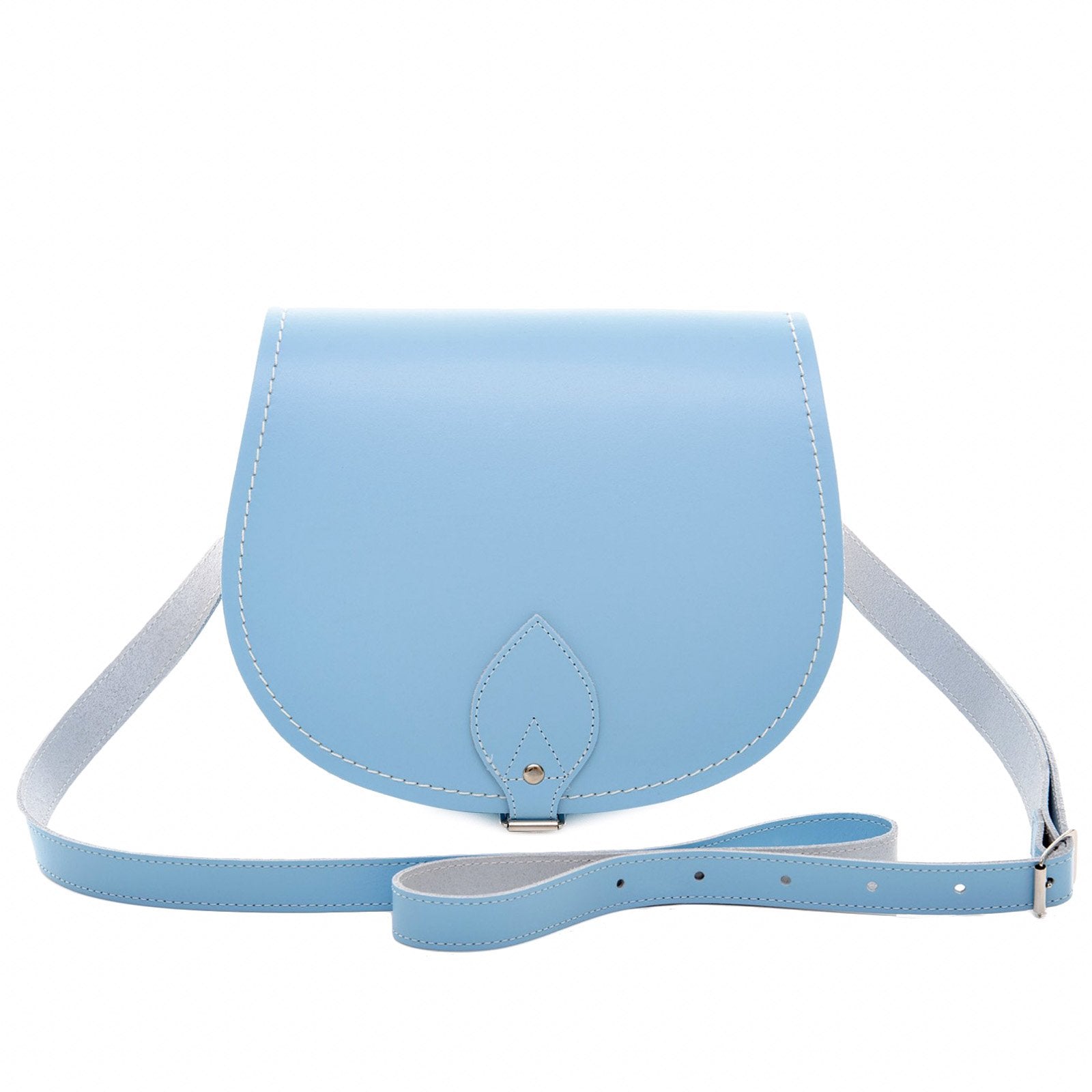 Handmade Leather Saddle Bag in Pastel Baby Blue