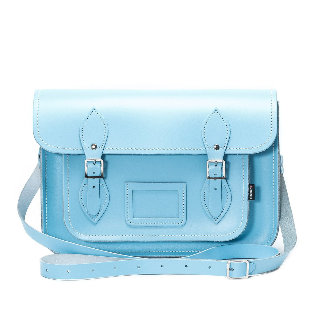 Handmade Leather Satchel Pastel Baby Blue