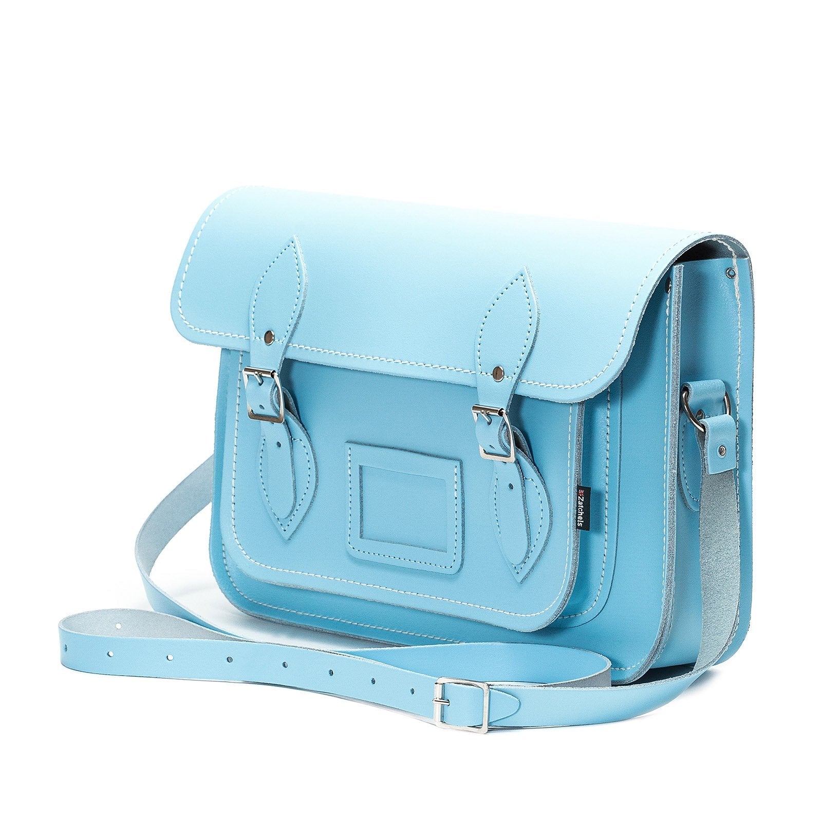 Handmade Leather Satchel Pastel Baby Blue