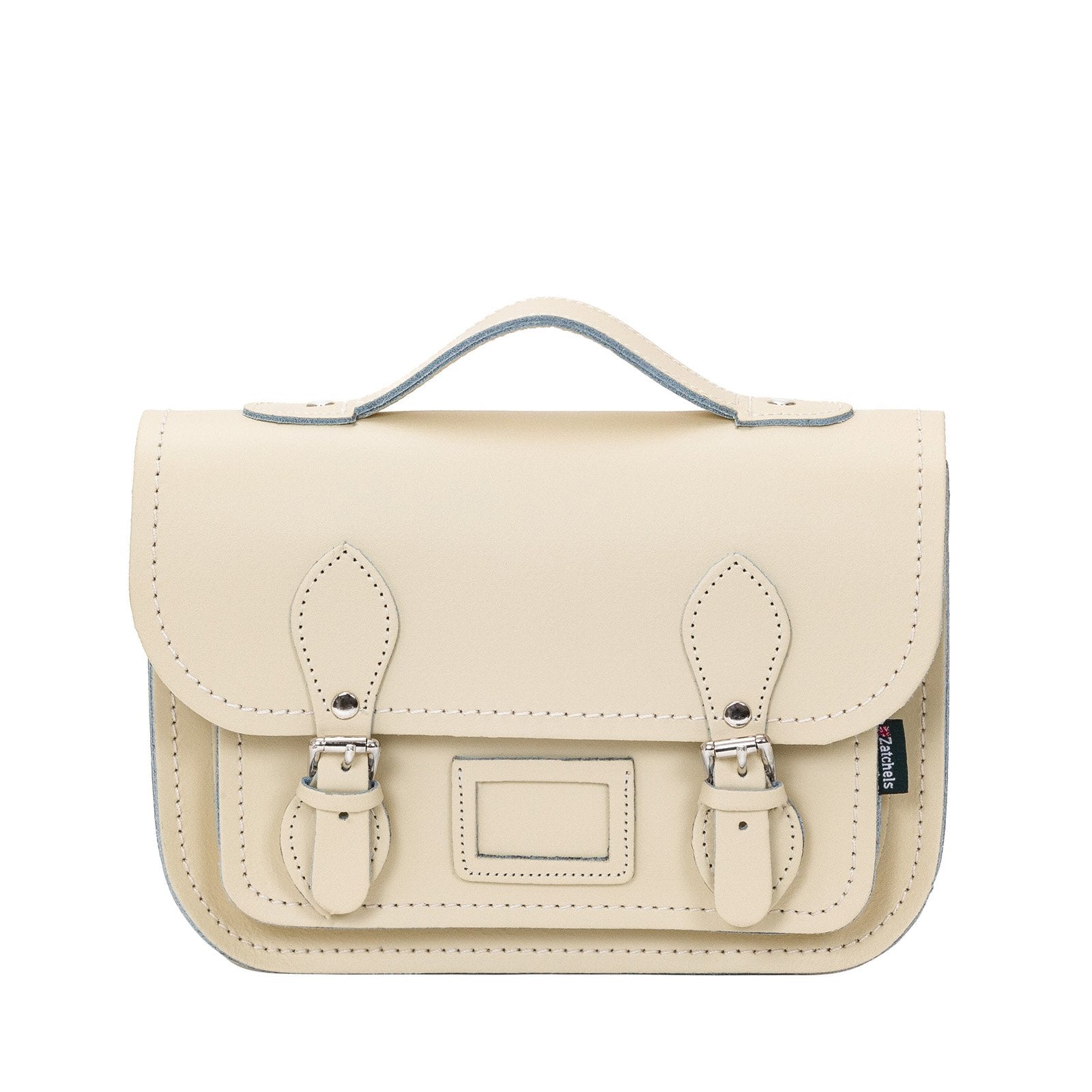 Leather Midi Satchel in Pastel Cream