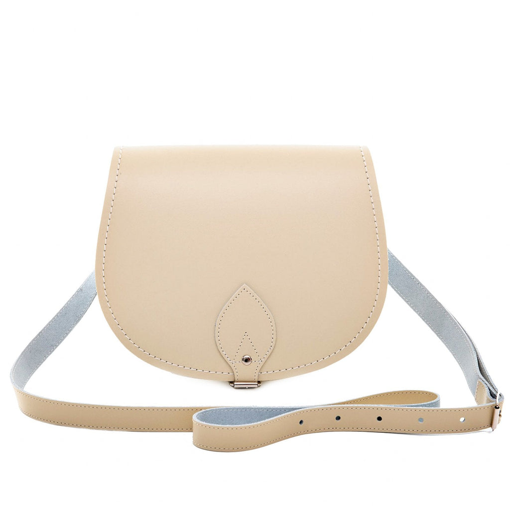 Handmade Leather Saddle Bag in Pastel Cream