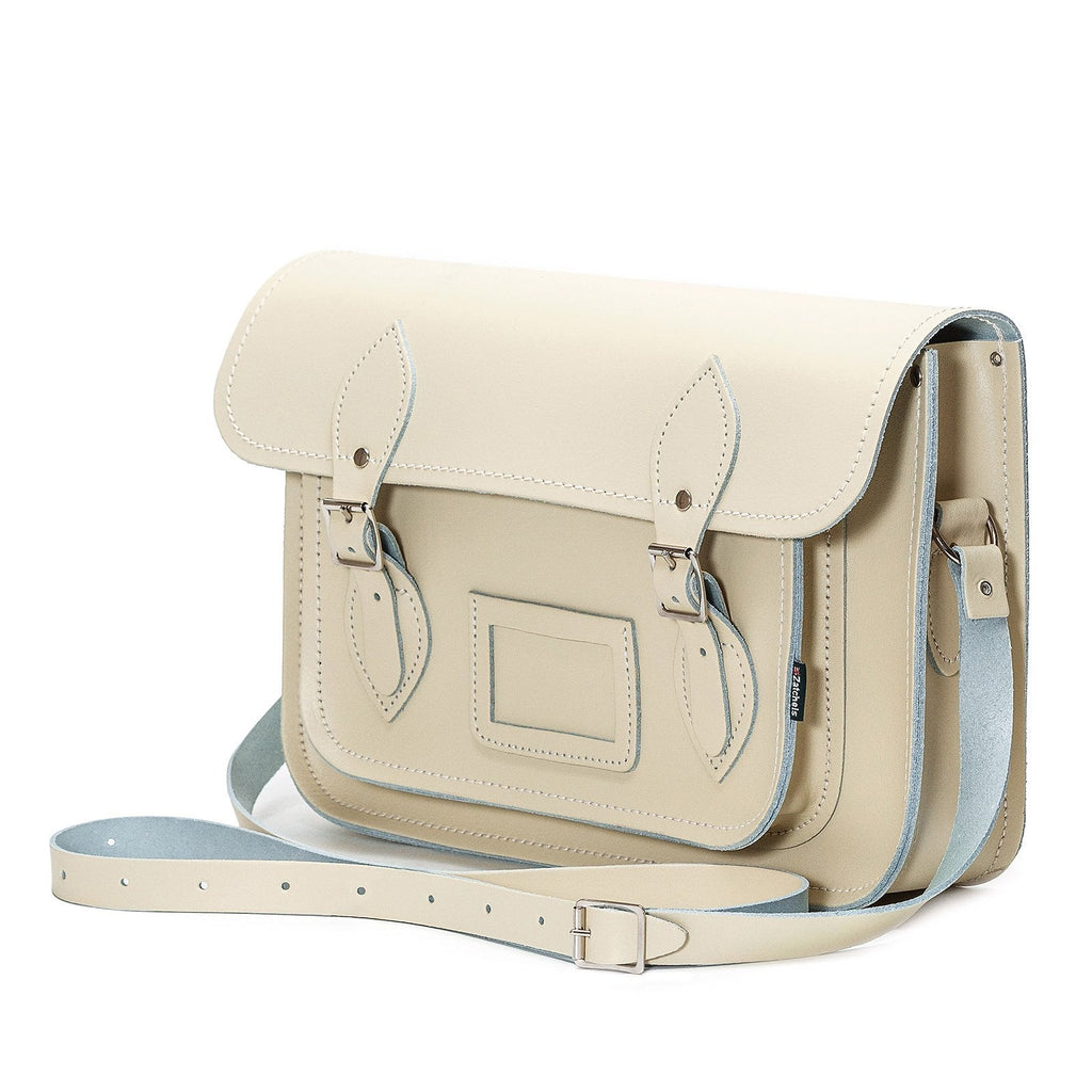 Pastel Cream Handmade Leather Satchel