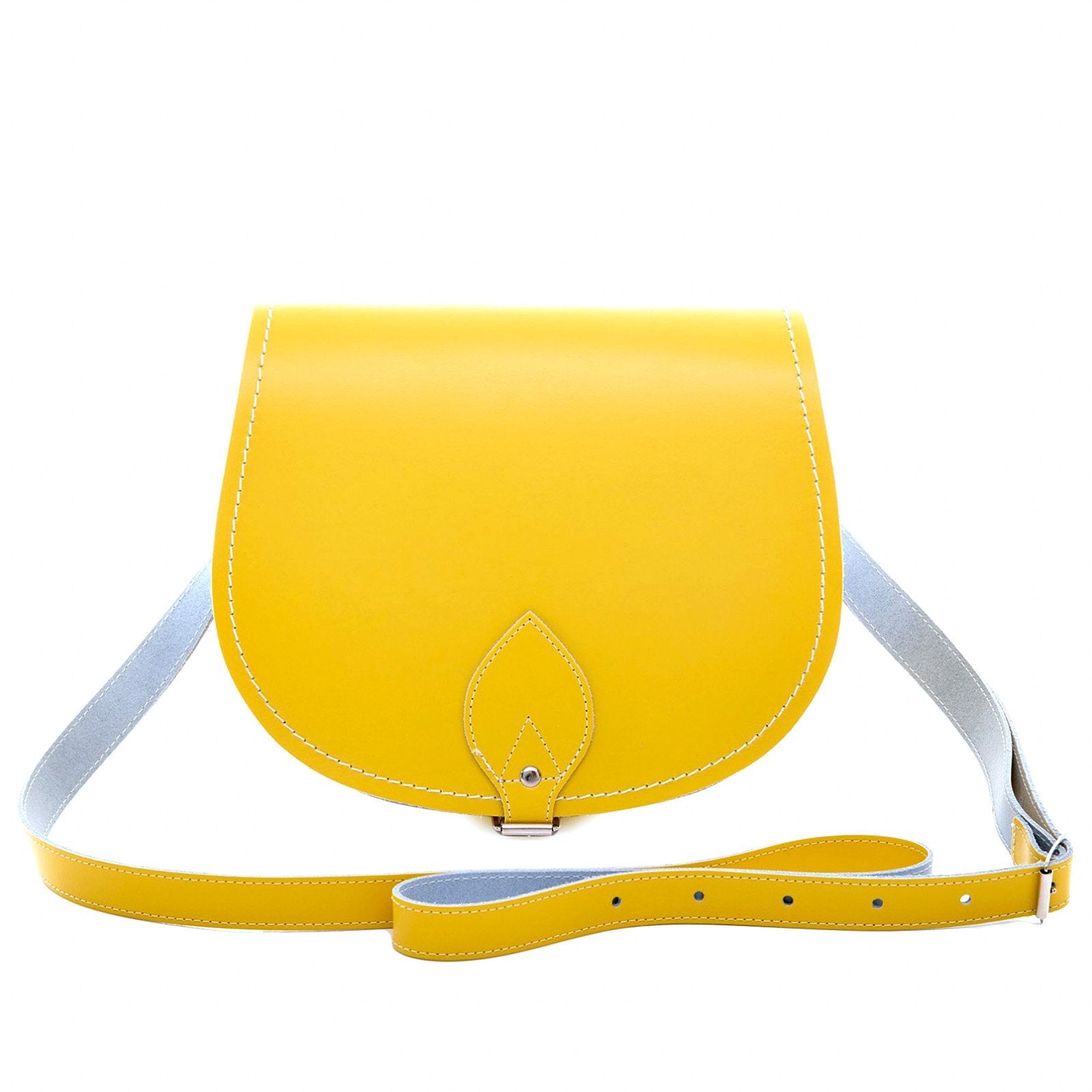 Handmade Leather Saddle Bag in Pastel Daffodil Yellow