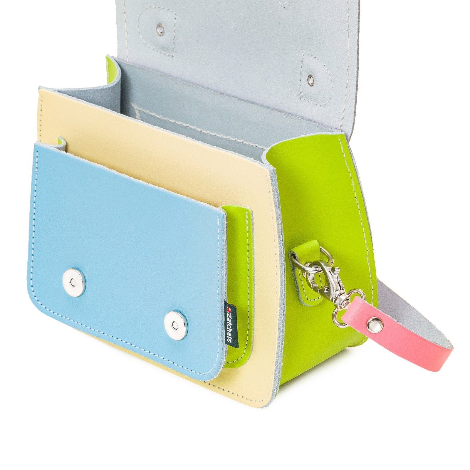 Handmade Leather Micro Satchel in Pastel Kaleidoscope