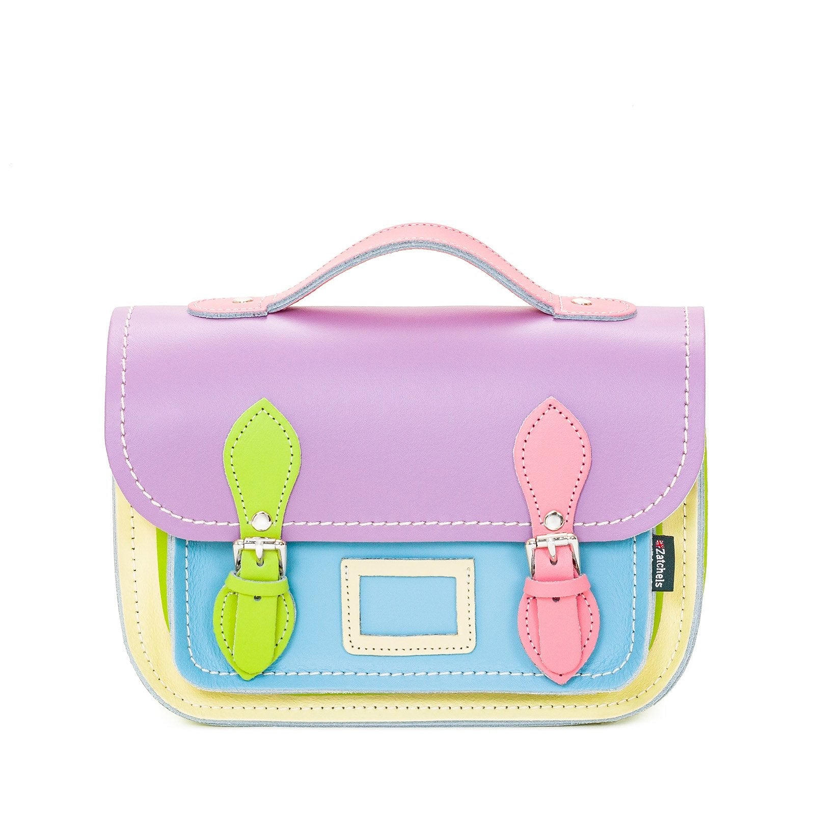 Leather Midi Satchel Pastel Kaleidoscope