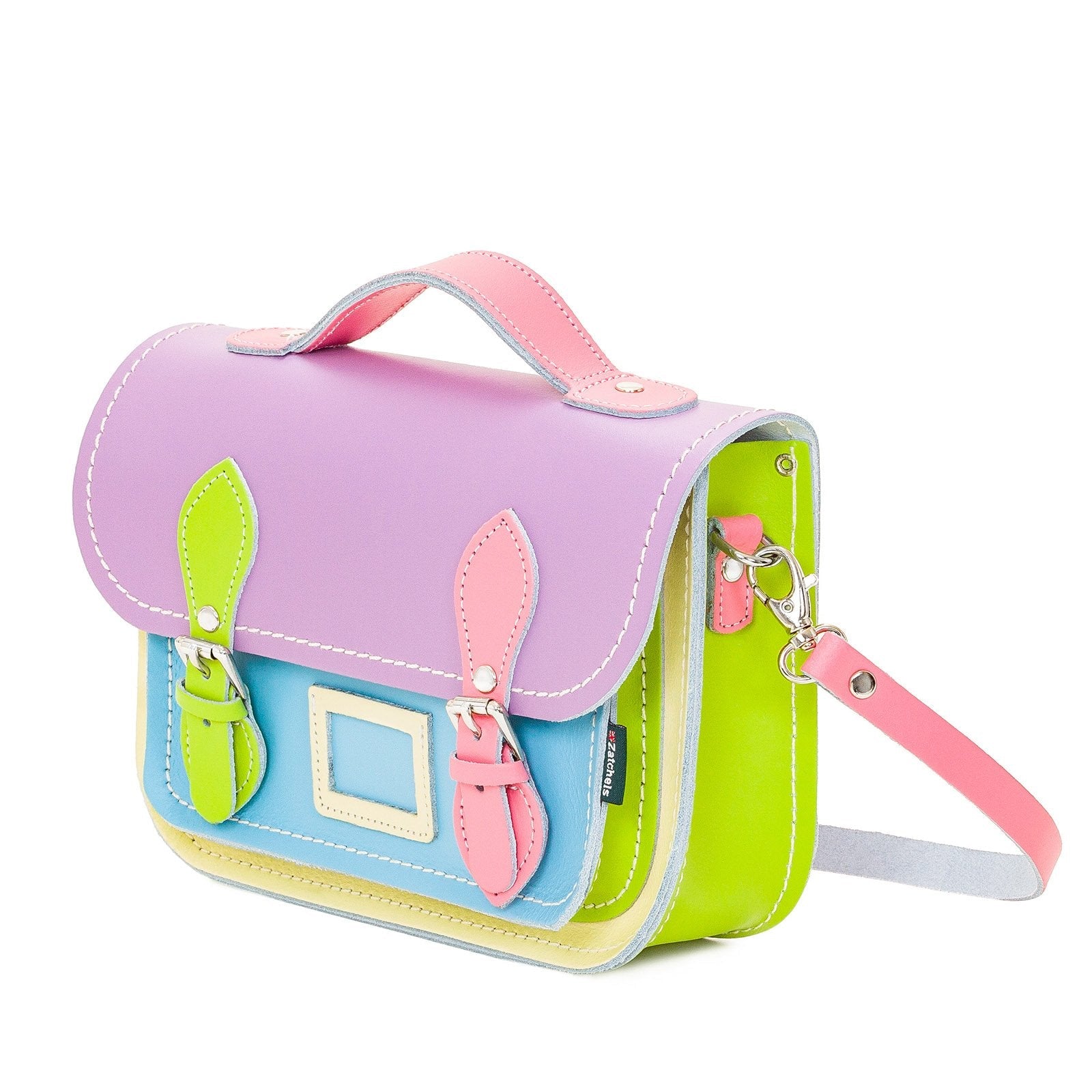 Leather Midi Satchel Pastel Kaleidoscope