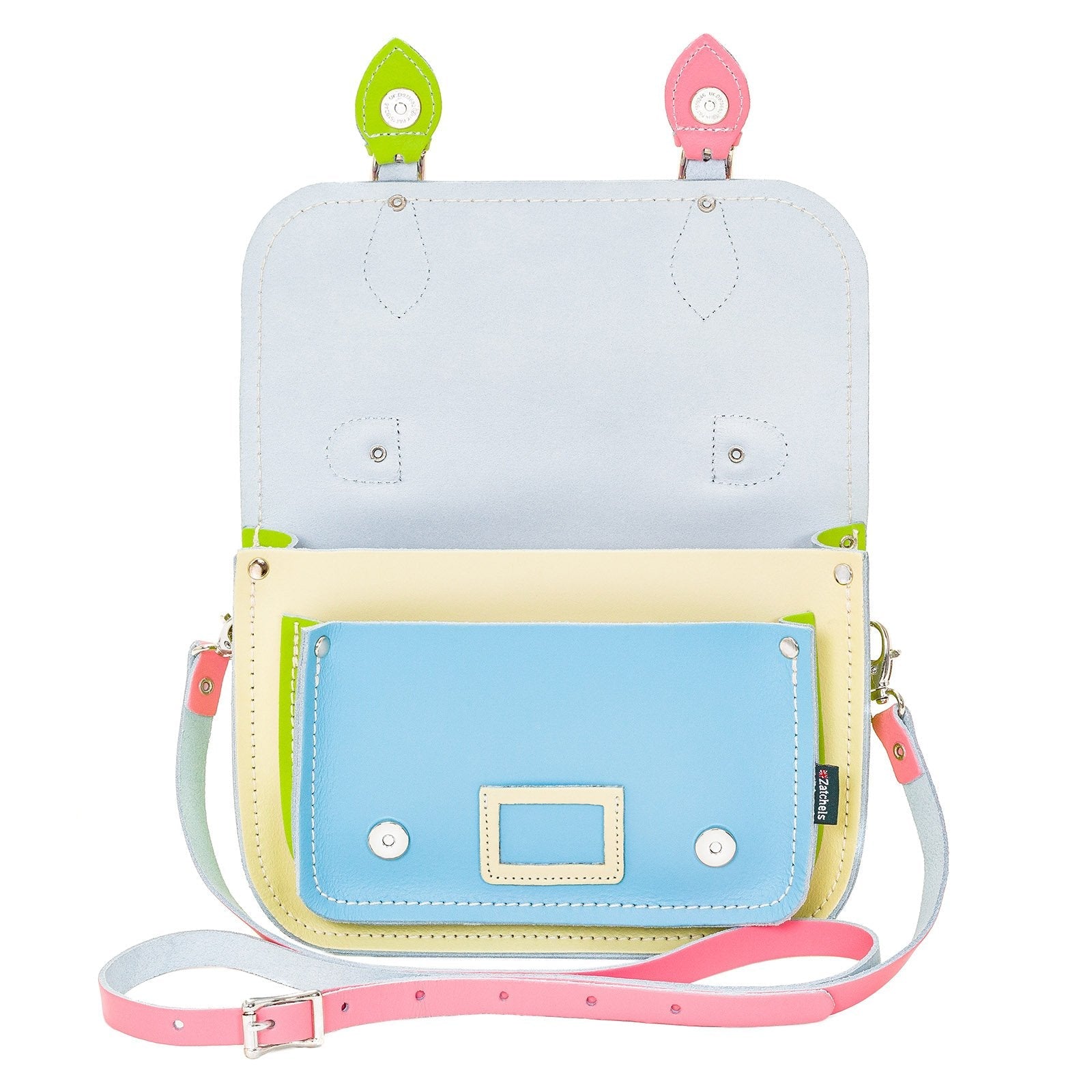 Leather Midi Satchel Pastel Kaleidoscope