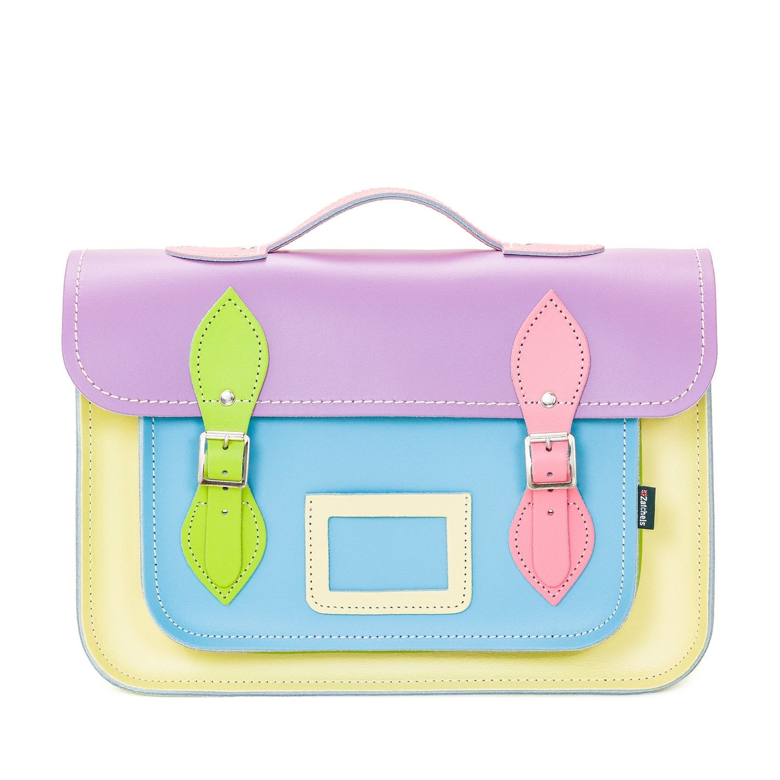 Handmade Leather Satchel Pastel Kaleidoscope