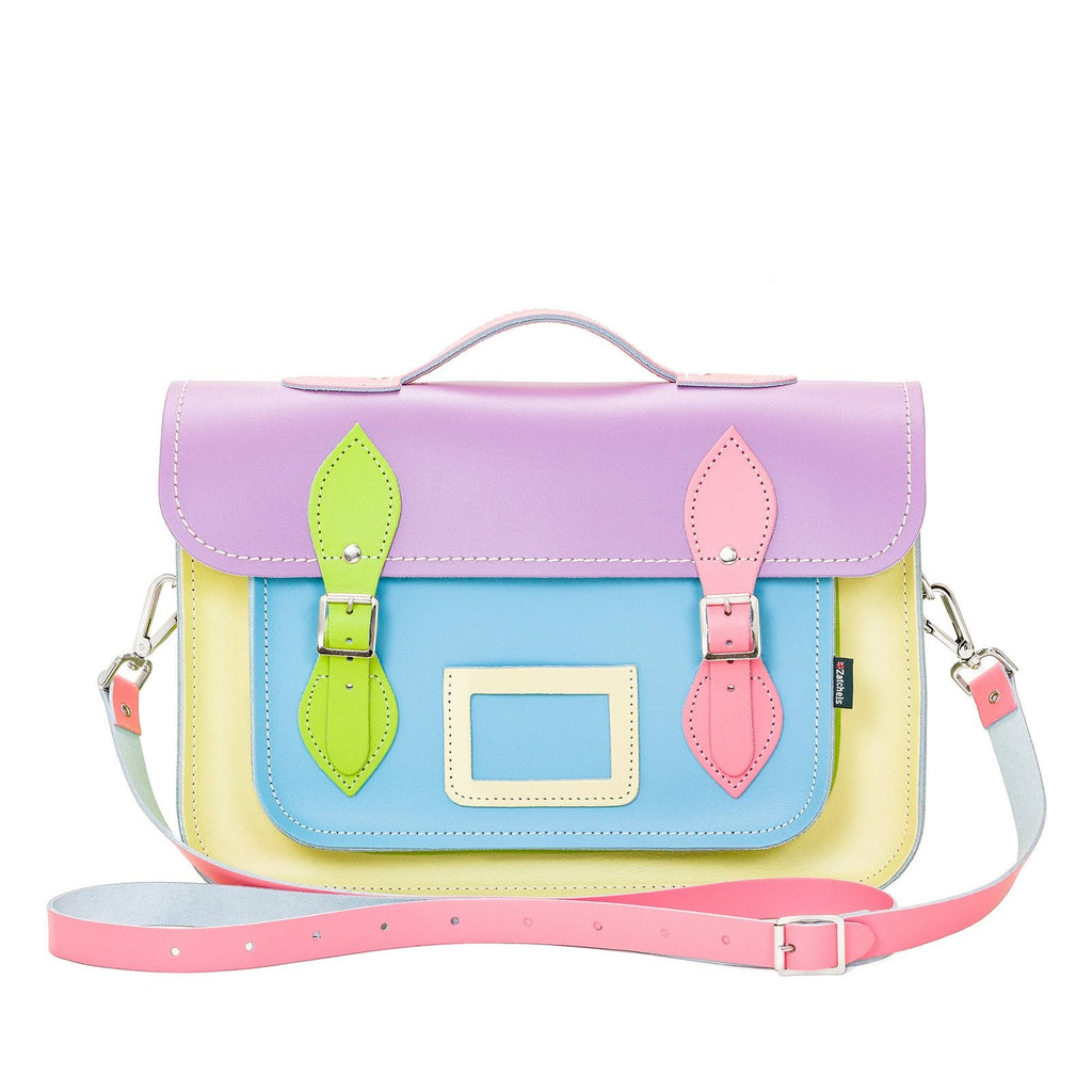 Handmade Leather Satchel Pastel Kaleidoscope