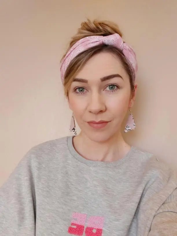 Pastel Leopard Cork Shard Earrings in Blush Pink