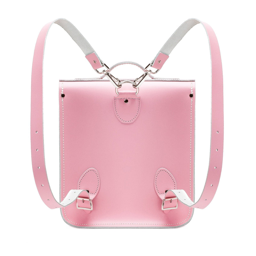 Handmade Leather City Backpack in Pastel Pink