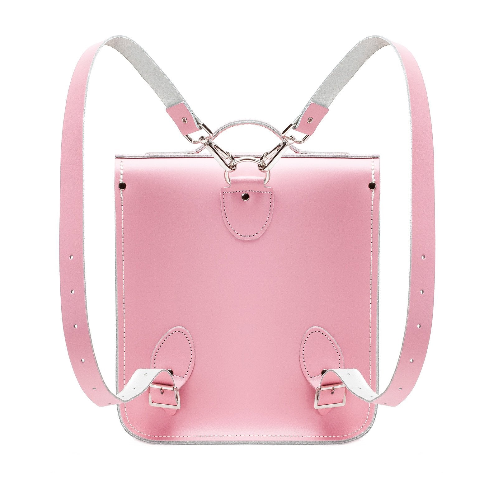 Handmade Leather City Backpack in Pastel Pink