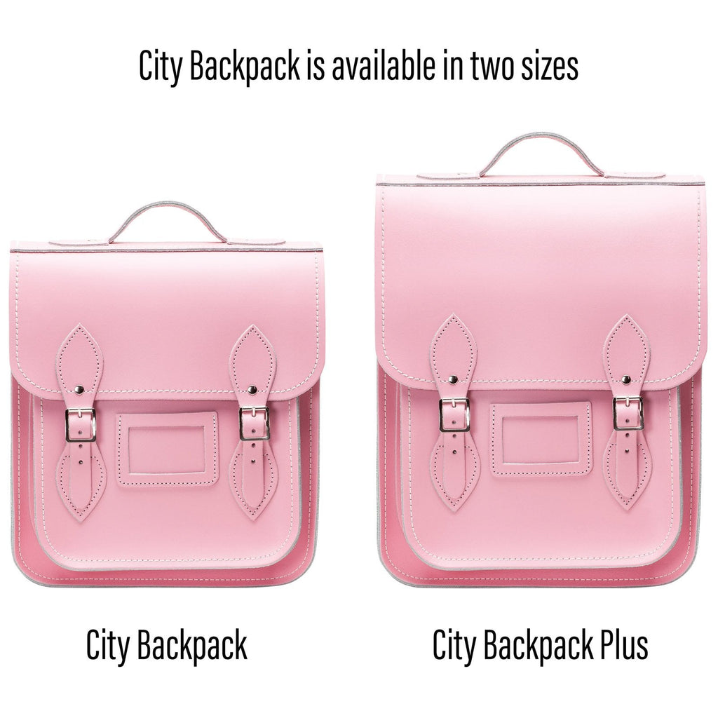 Handmade Leather City Backpack in Pastel Pink