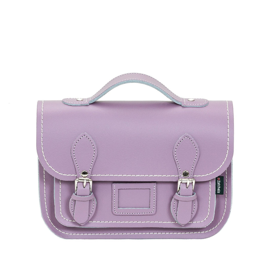 Pastel Violet Leather Midi Satchel