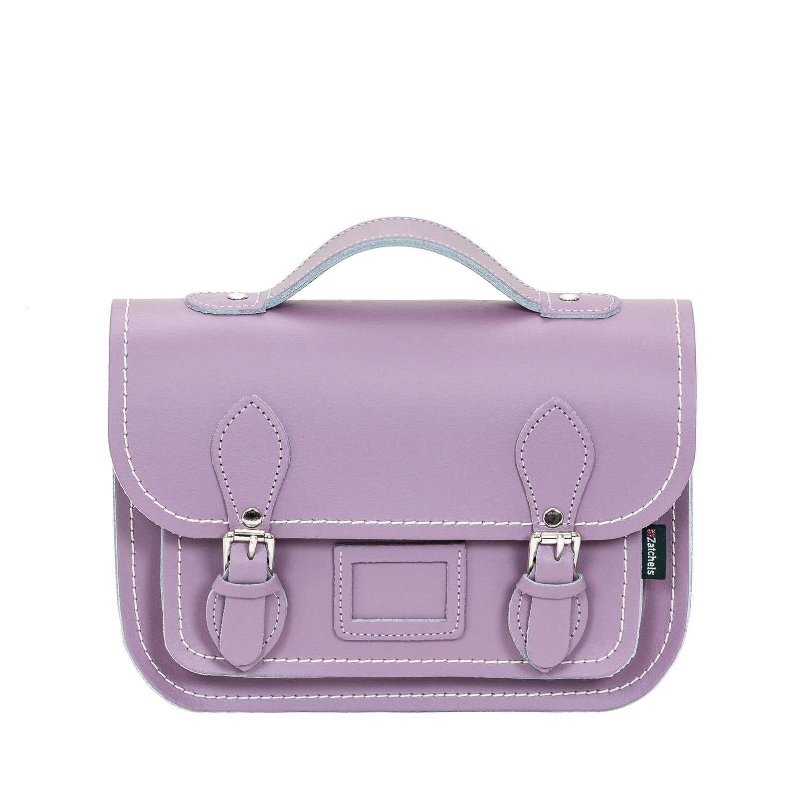 Pastel Violet Leather Midi Satchel