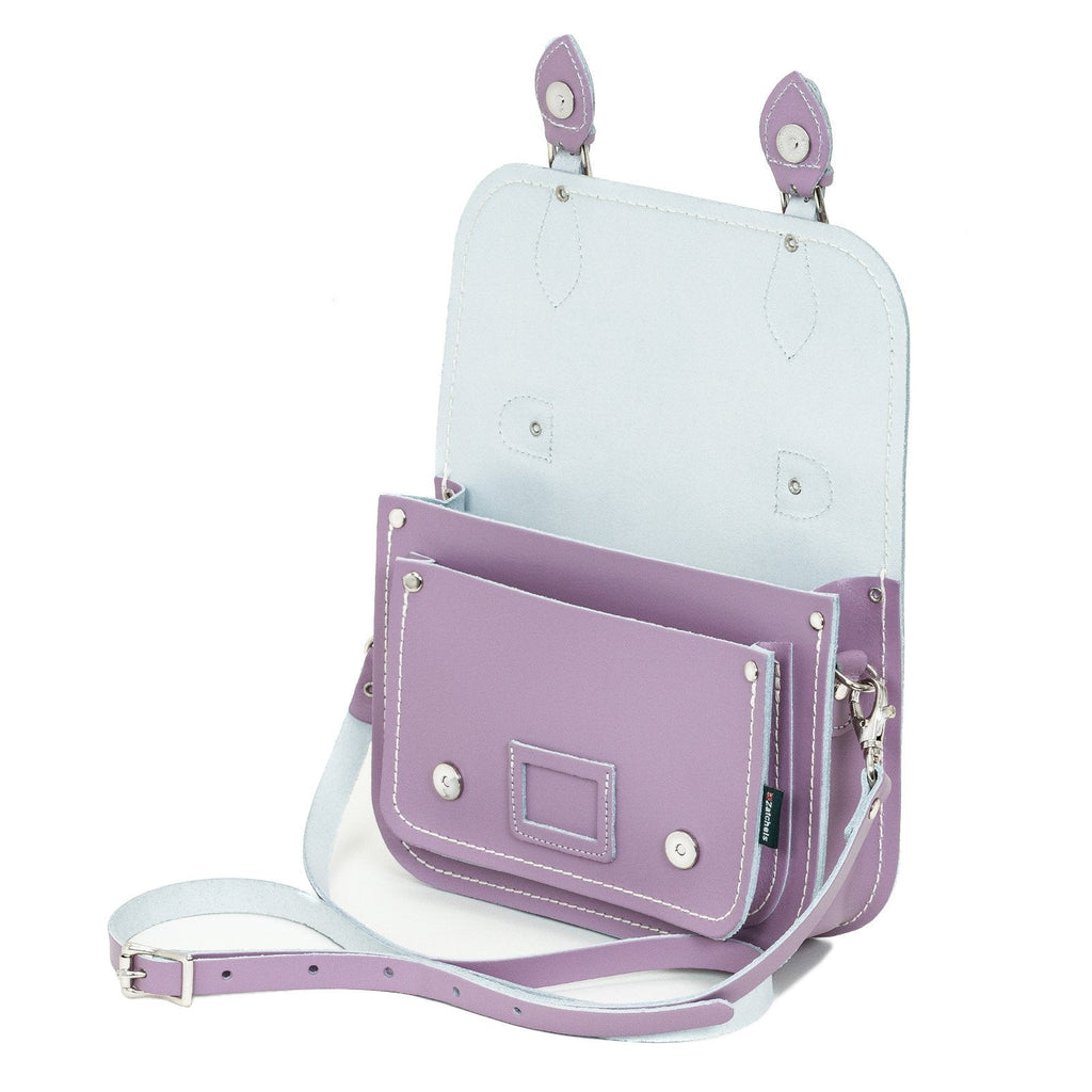 Pastel Violet Leather Midi Satchel