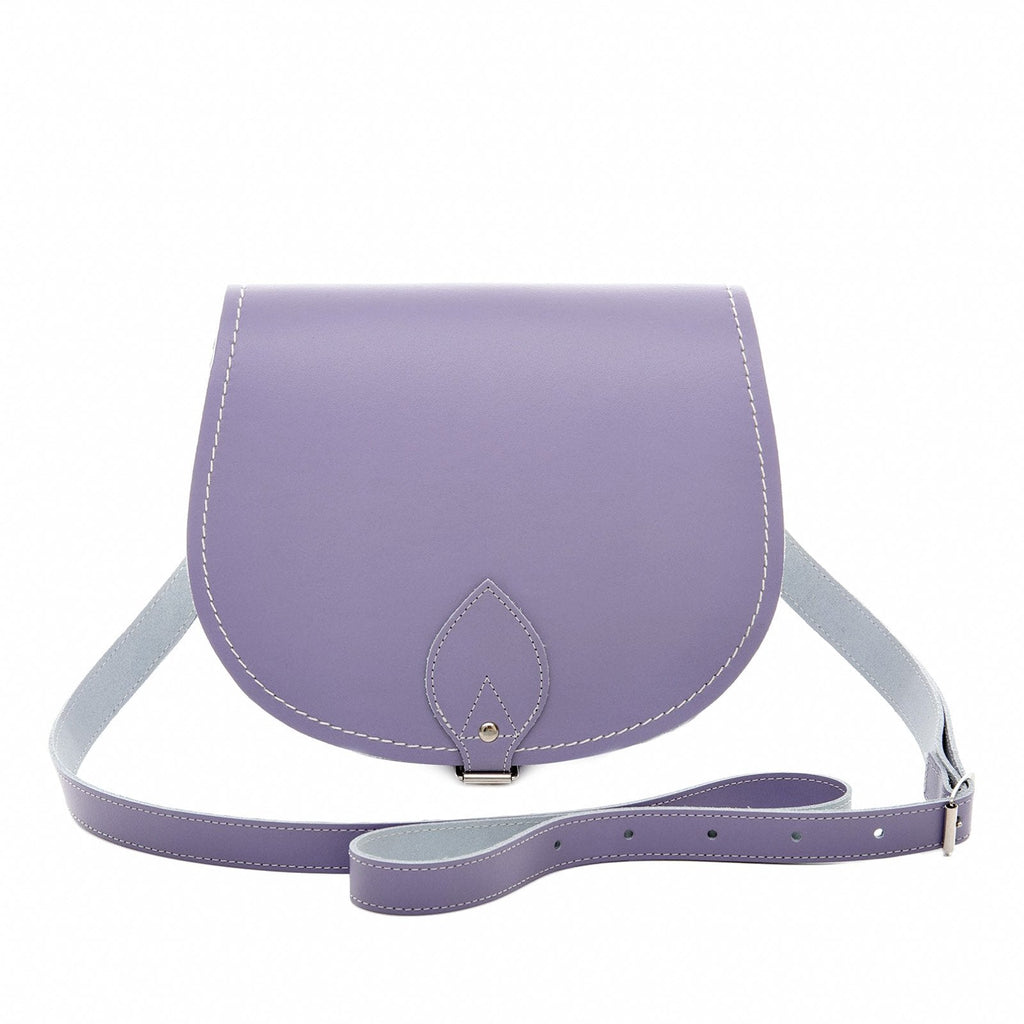 Handmade Leather Saddle Bag in Pastel Violet