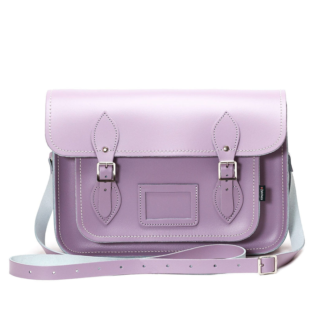 Handmade Leather Satchel in Pastel Violet
