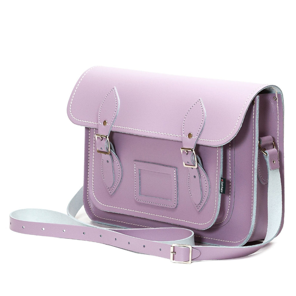 Handmade Leather Satchel in Pastel Violet