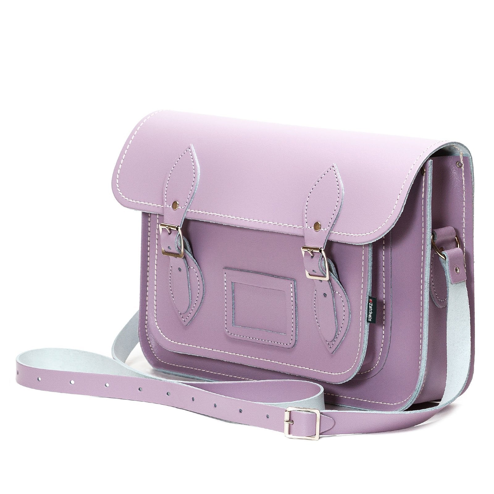 Handmade Leather Satchel in Pastel Violet
