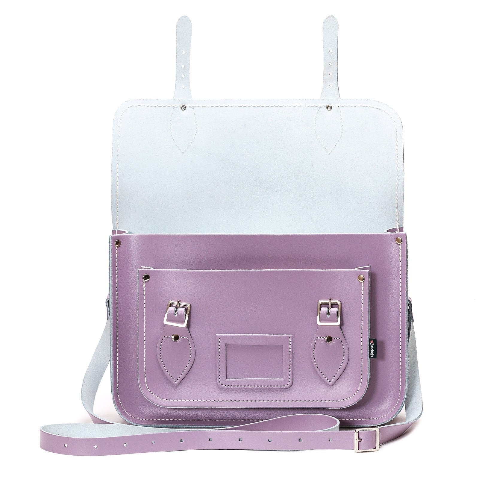 Handmade Leather Satchel in Pastel Violet