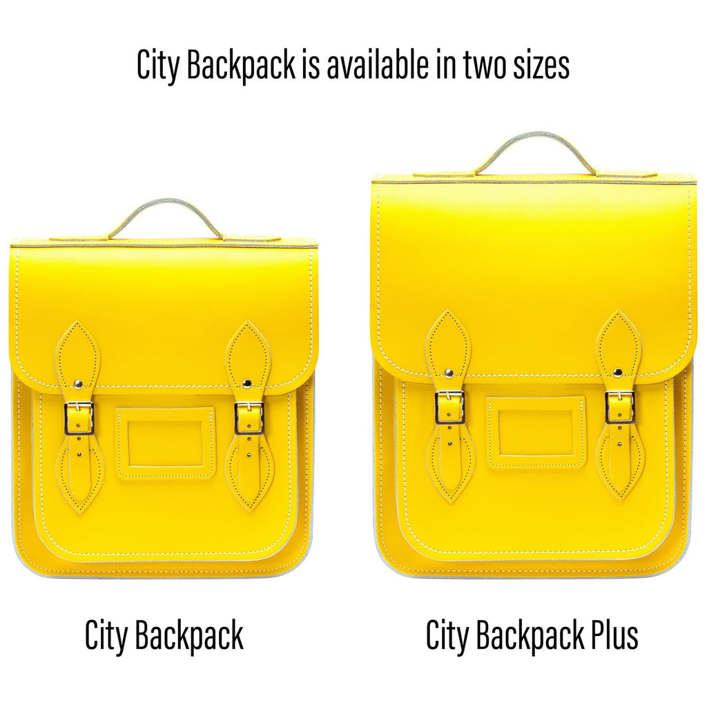 Handmade Leather City Backpack in Pastel Daffodil Yellow
