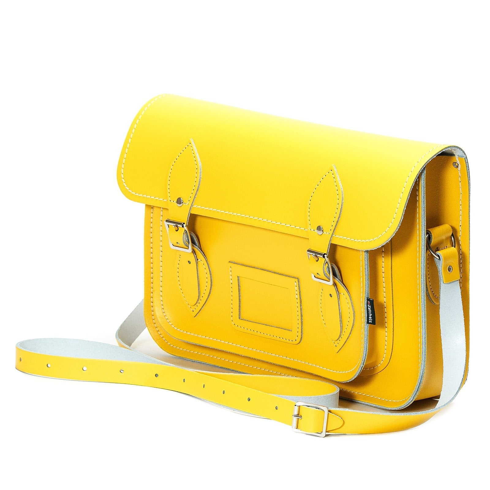 Handmade Leather Satchel in Pastel Daffodil Yellow