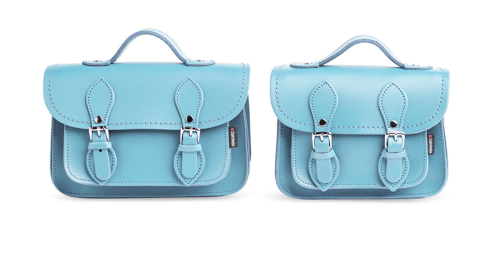 Handmade Leather Micro Satchel in Pastel Baby Blue