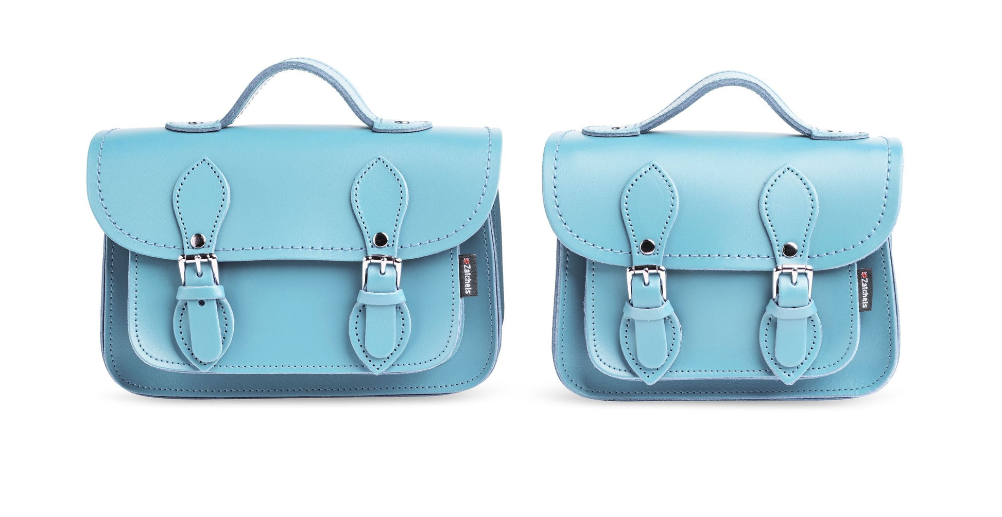 Handmade Leather Micro Satchel in Pastel Baby Blue