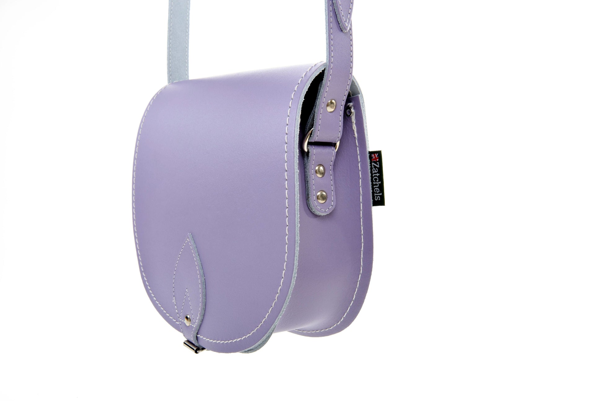 Handmade Leather Saddle Bag in Pastel Violet