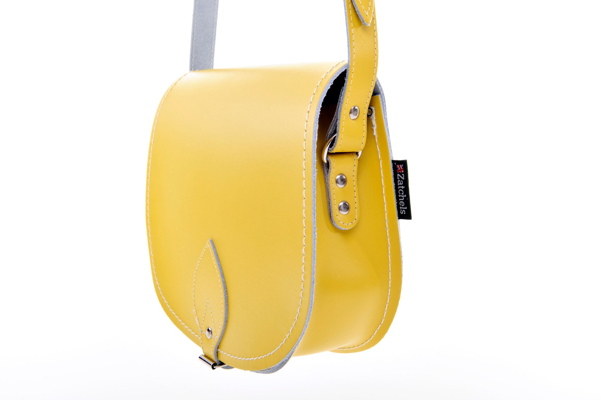 Handmade Leather Saddle Bag in Pastel Daffodil Yellow