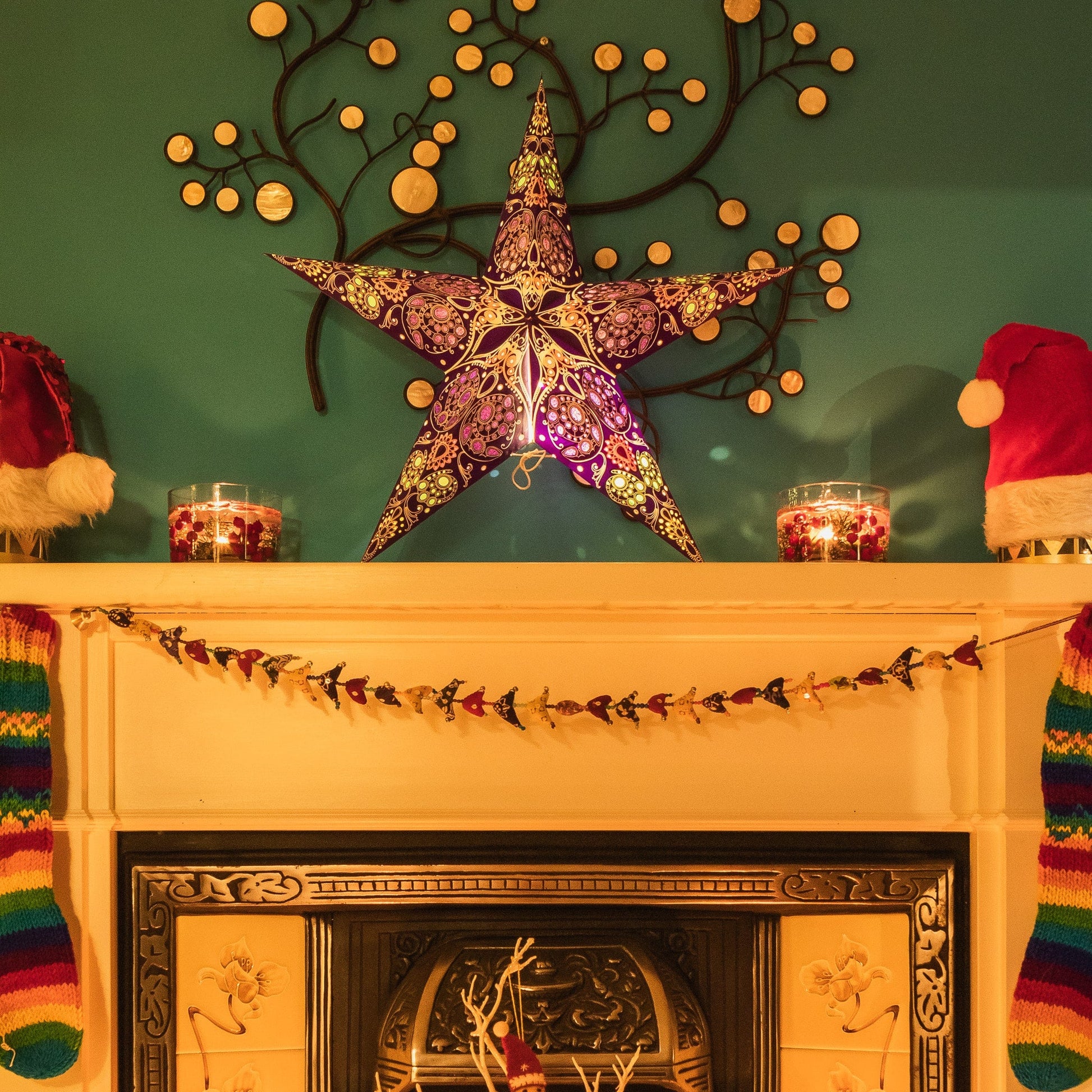 Deep Purple Damask Star Lantern 60cm