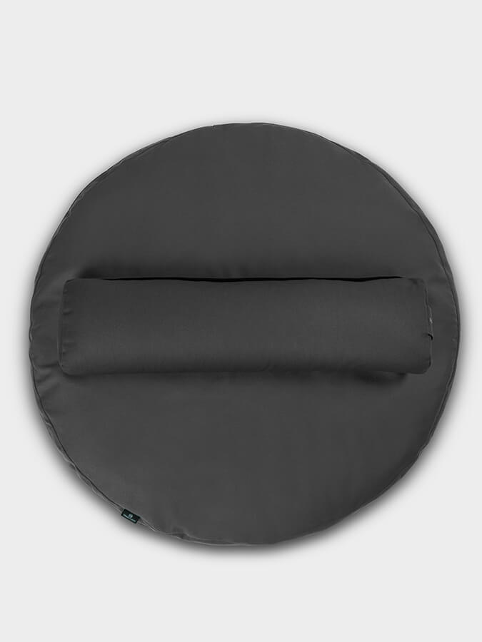 Round Organic Zabuton Meditation Cushion Kit with Buckwheat Bolster