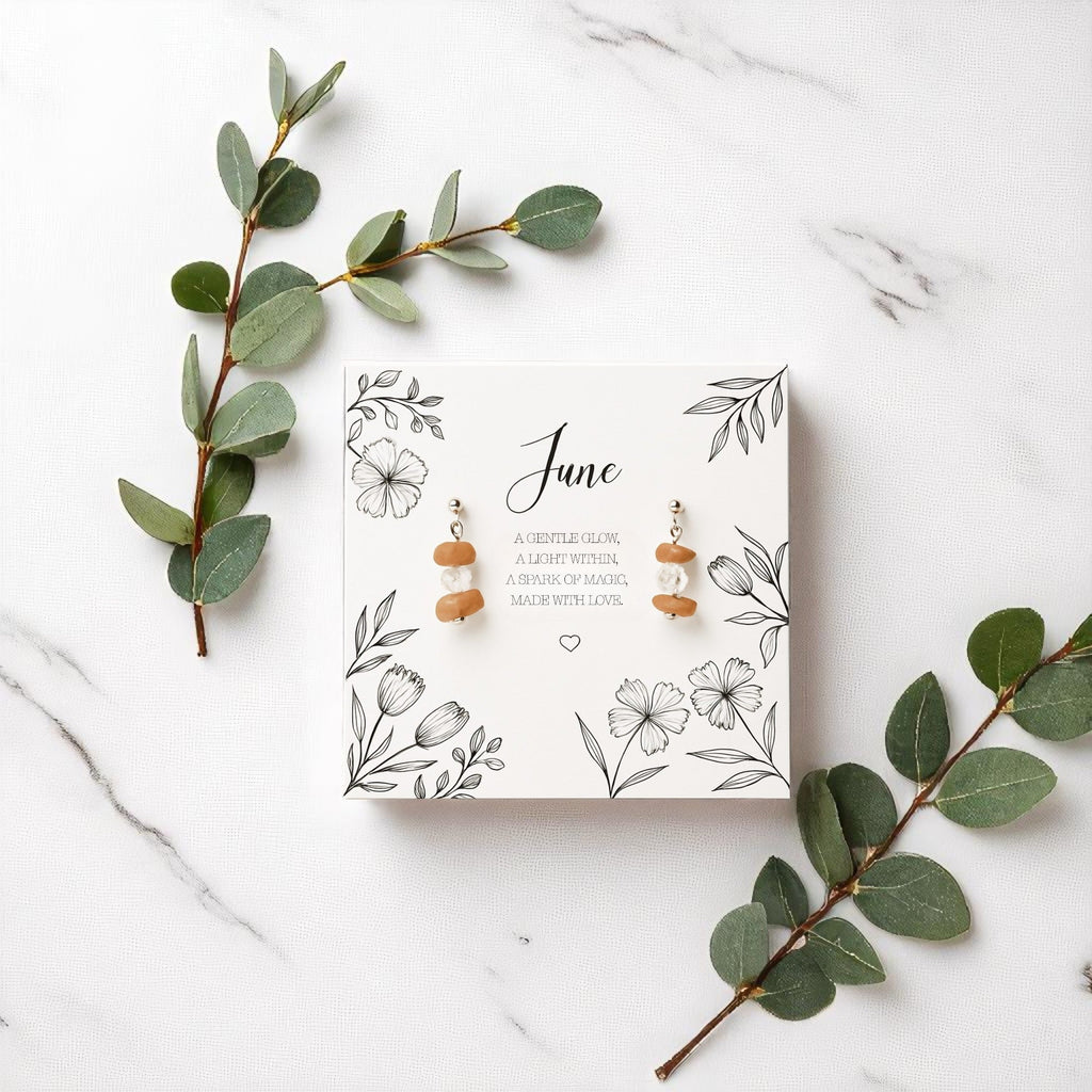 Peach Moonstone Gemstone Earrings