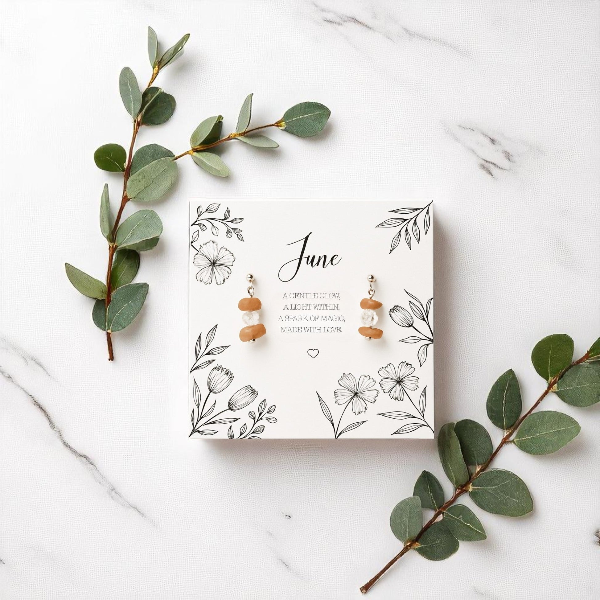 Peach Moonstone Gemstone Earrings