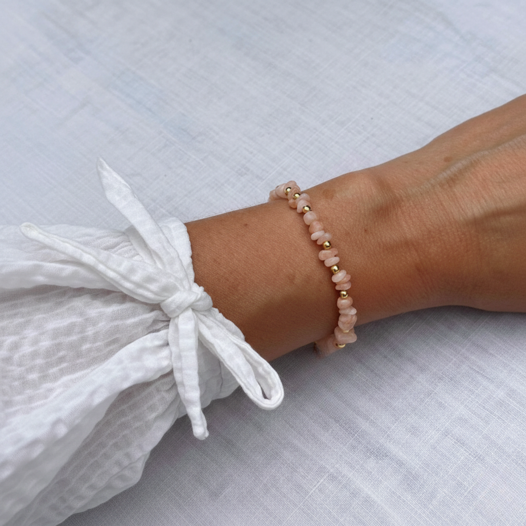 Peach Moonstone Bracelet Handmade with Sterling Silver or Gold Vermeil