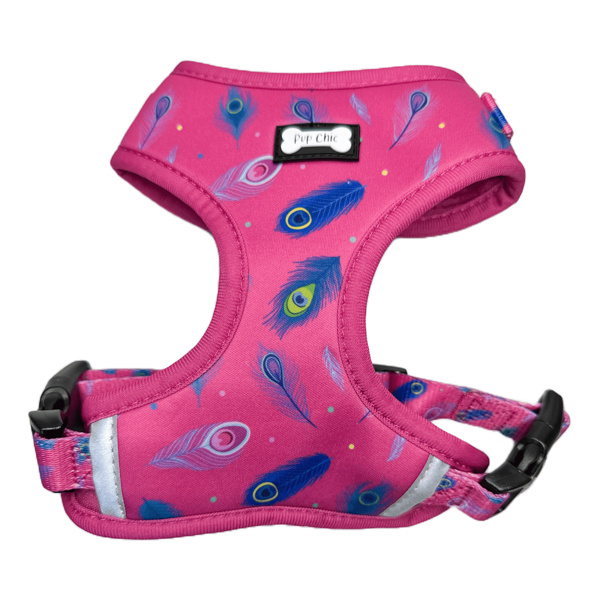 Hot Pink Peacock Feather Adjustable Dog Harness