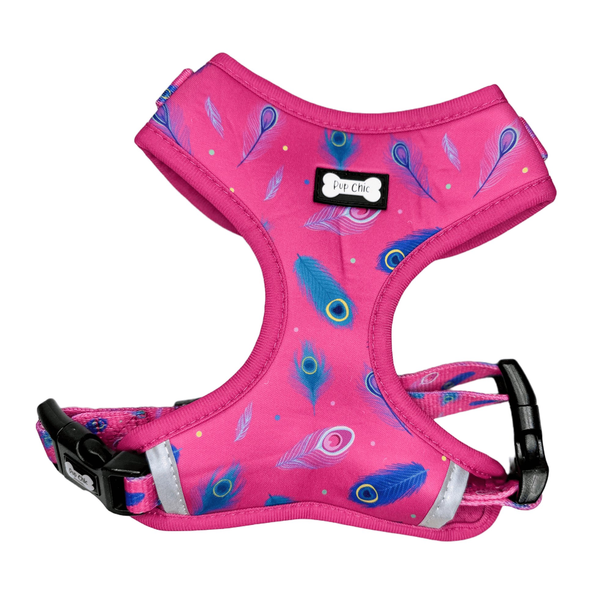 Hot Pink Peacock Feather Adjustable Dog Harness