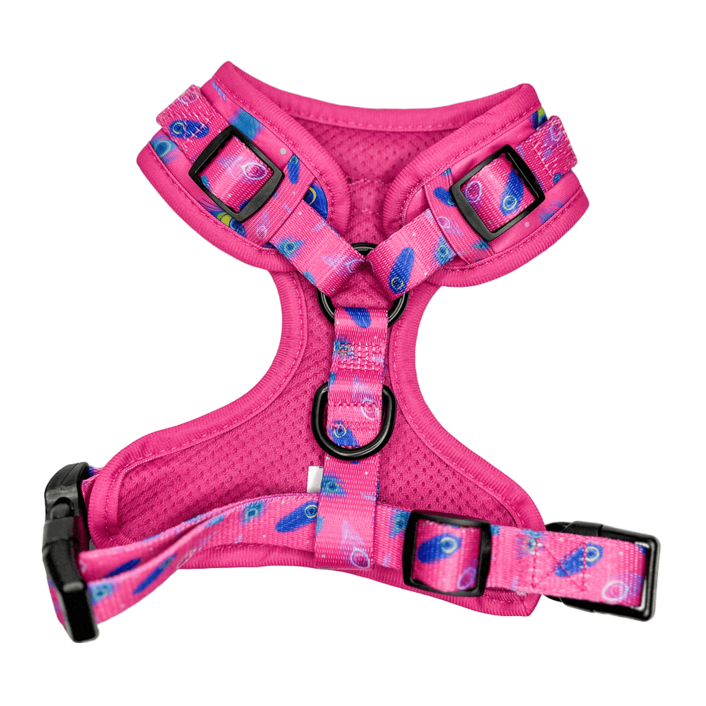 Hot Pink Peacock Feather Adjustable Dog Harness