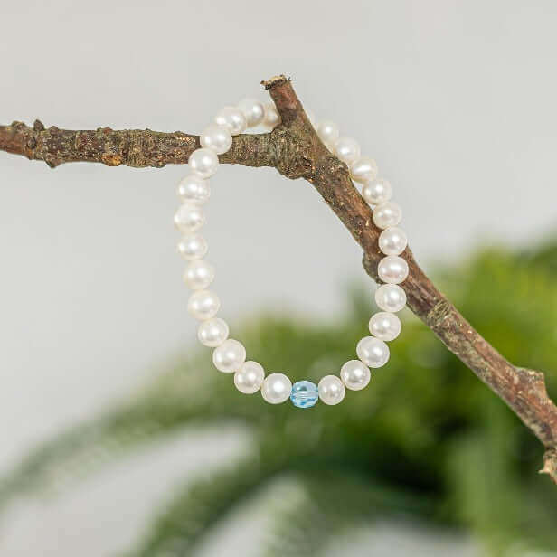 Pearl and Aquamarine Crystal Bracelet