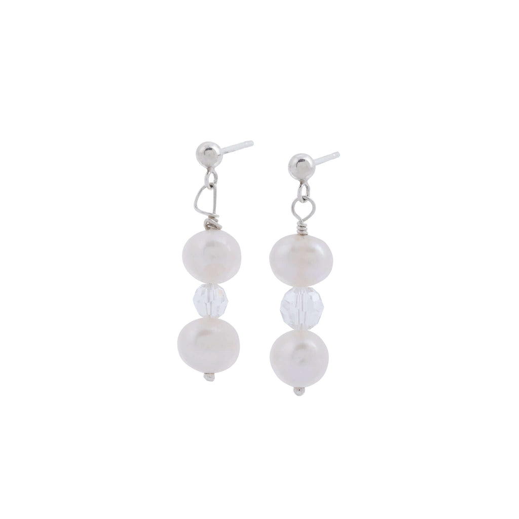 Pearl and Crystal Drop Earrings in Sterling Silver or Gold Filled