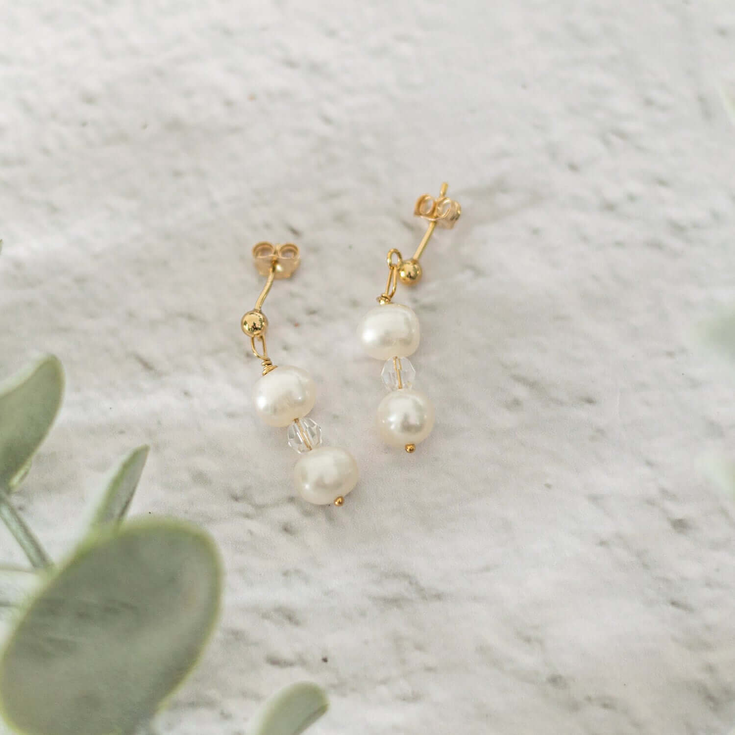 Pearl and Crystal Drop Earrings in Sterling Silver or Gold Filled