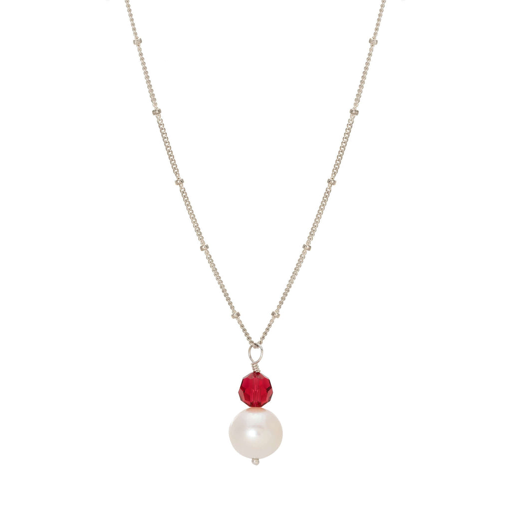 Pearl and Crystal Necklace in Sterling Silver