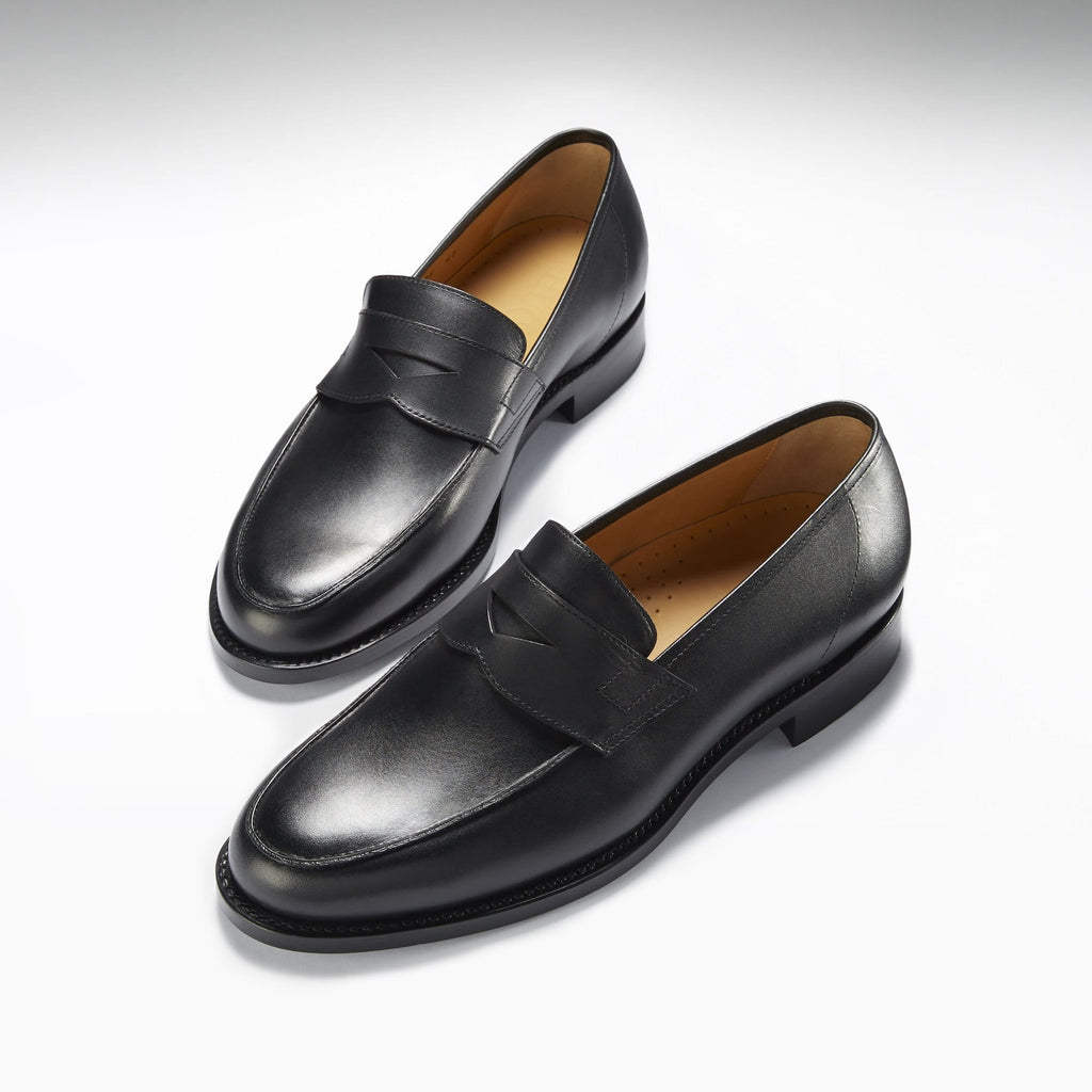 Black Leather Loafers with Welted Sole