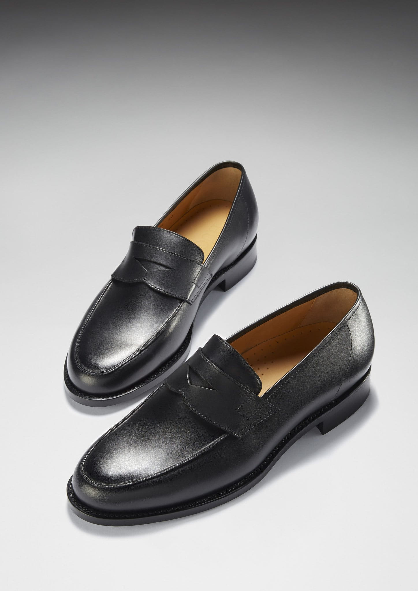 Black Leather Loafers with Welted Sole