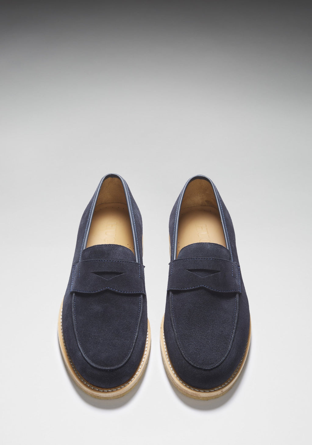 Blue Suede Loafers with Crepe Rubber Sole