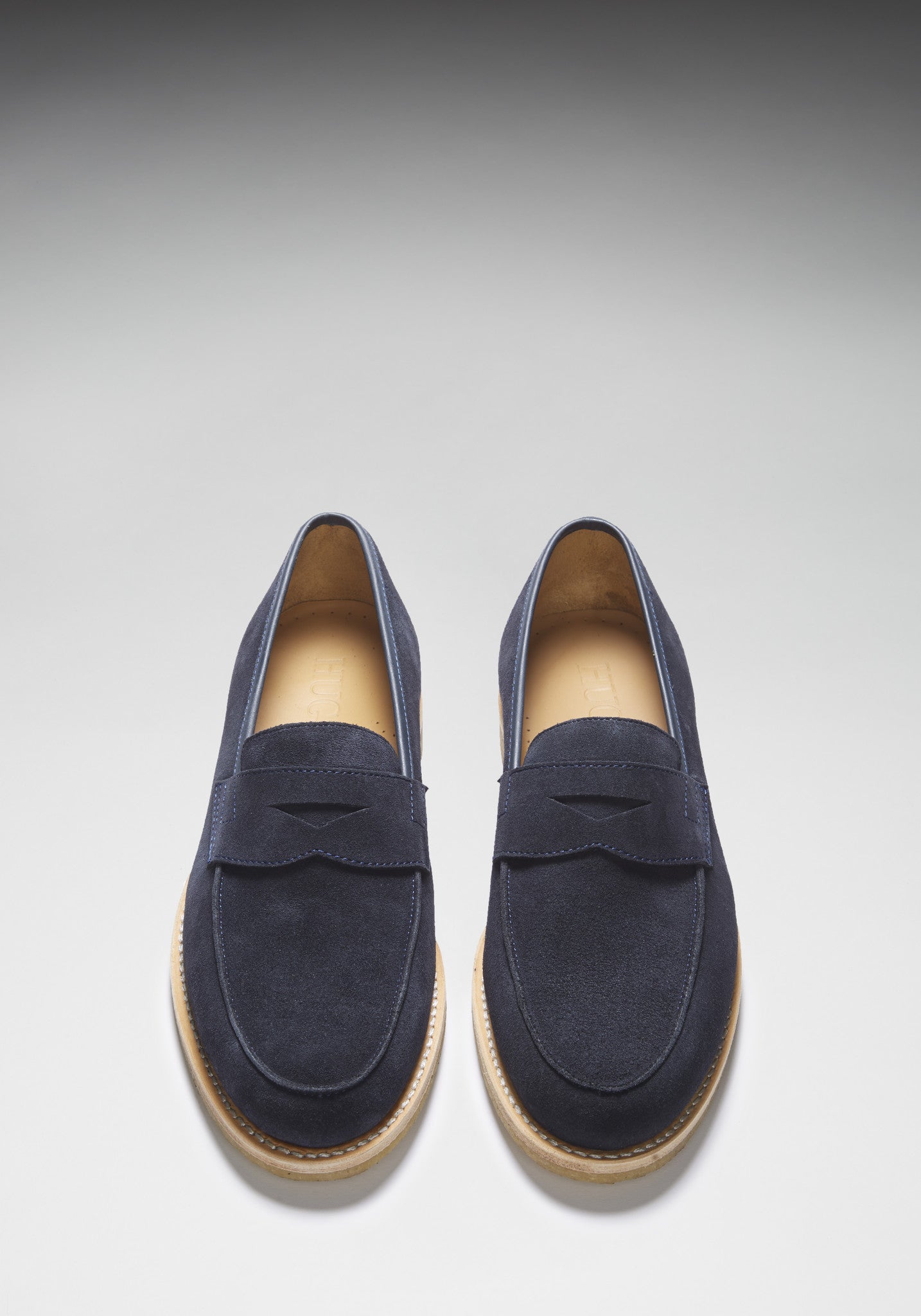 Blue Suede Loafers with Crepe Rubber Sole