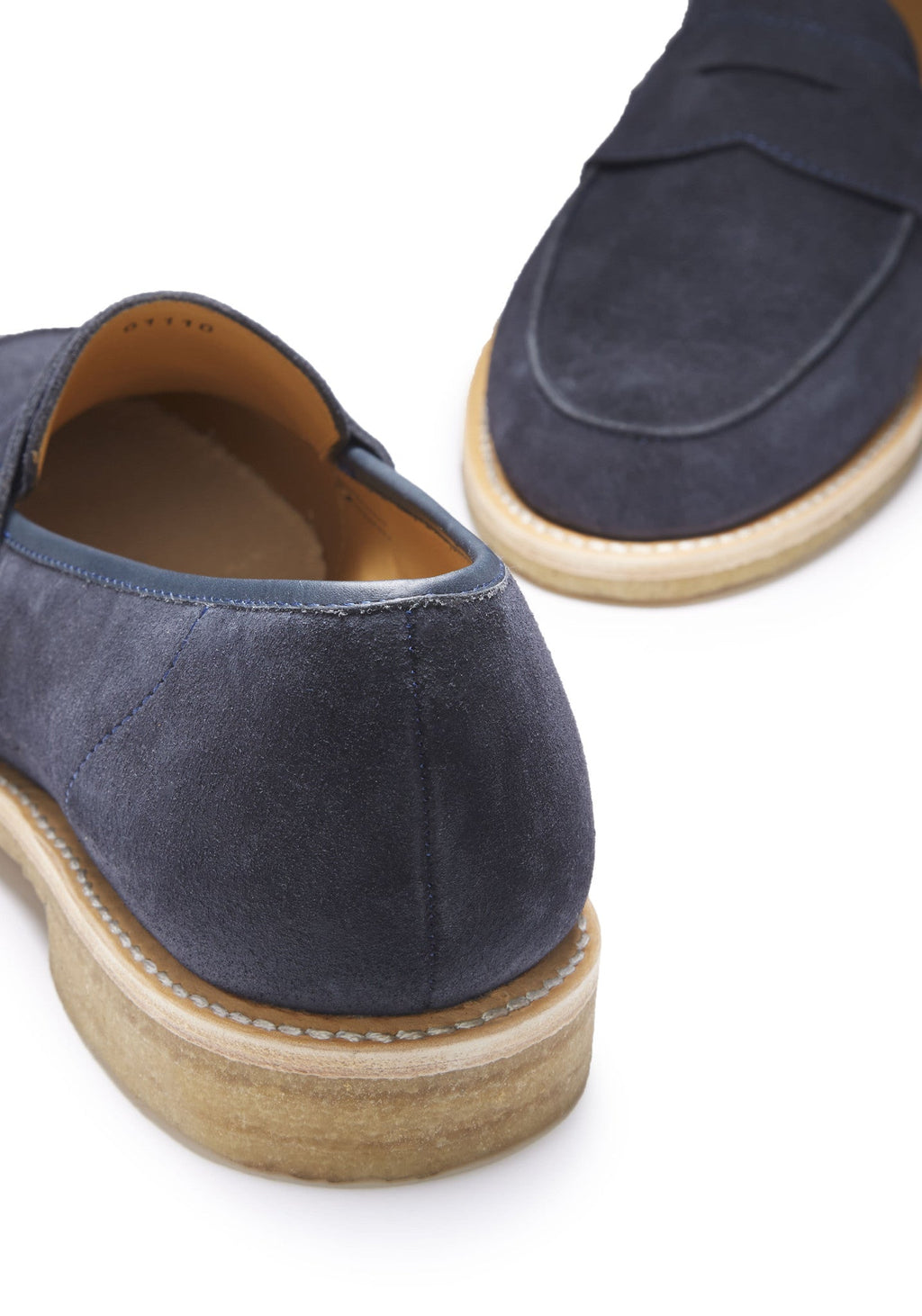 Blue Suede Loafers with Crepe Rubber Sole