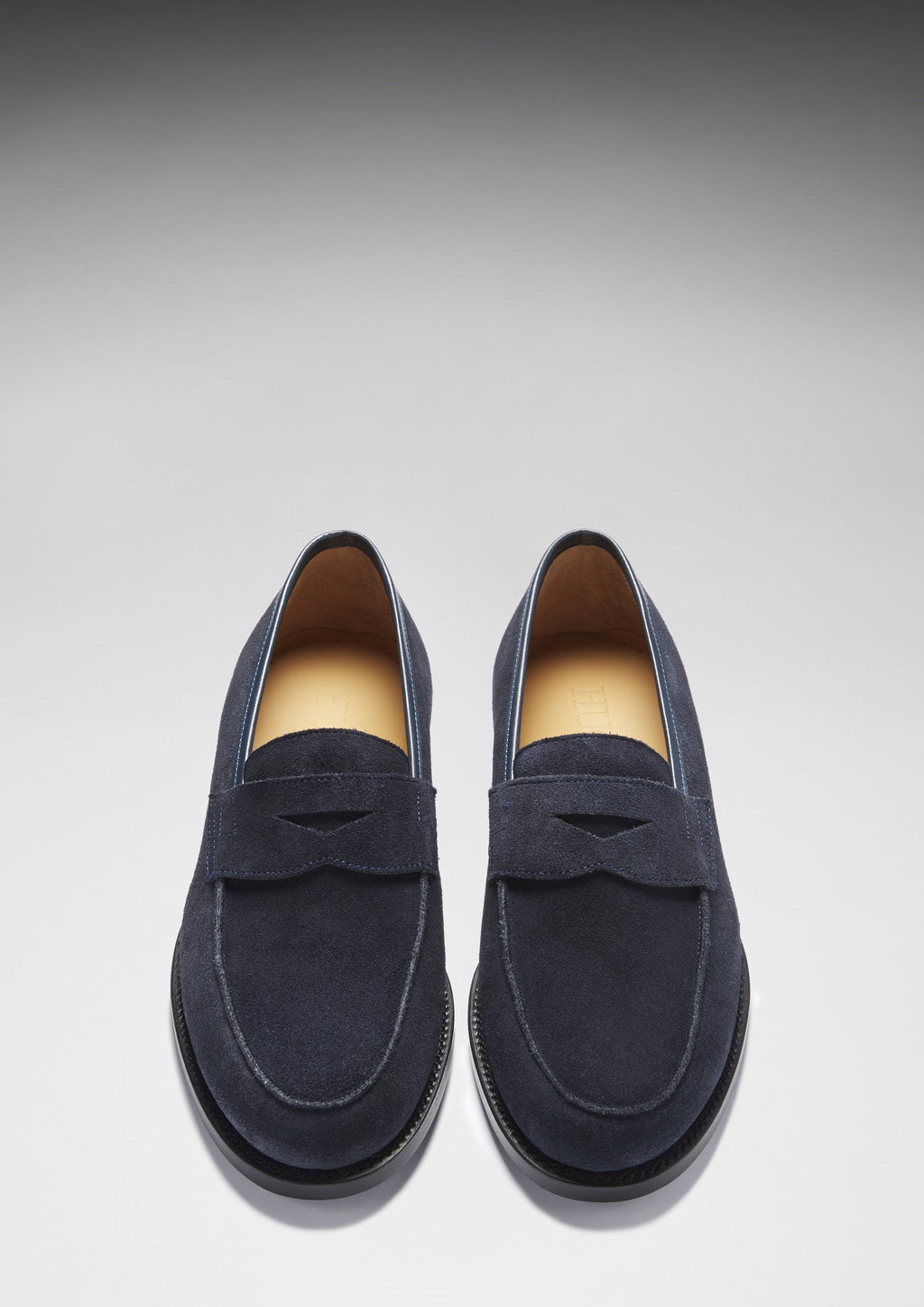 Navy Blue Suede Loafers with Leather Sole
