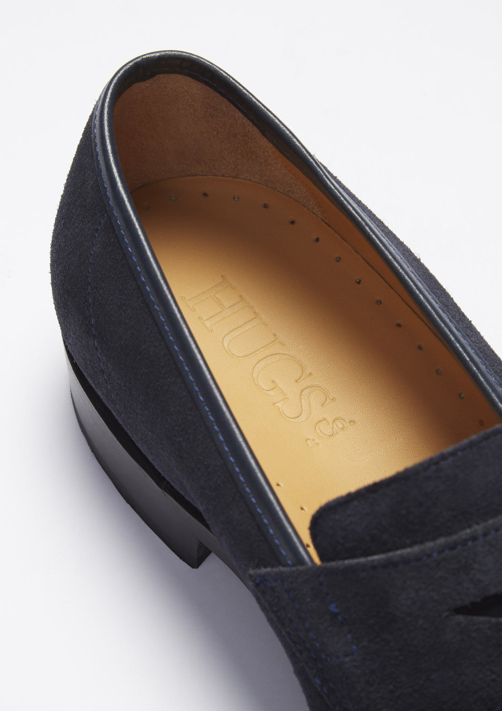 Navy Blue Suede Loafers with Leather Sole